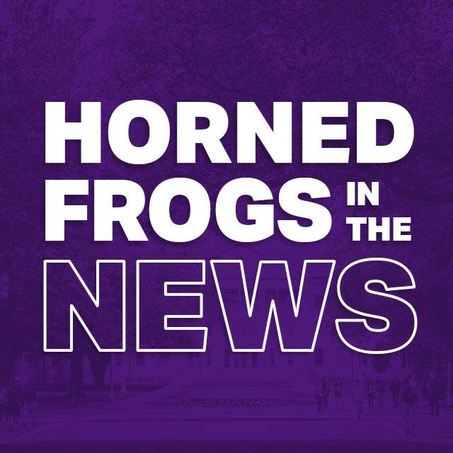 graphic of "horned frogs in the news"