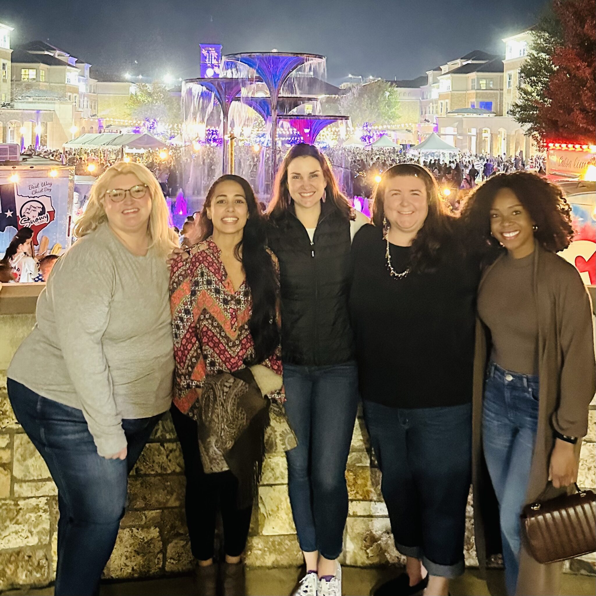 Diana and her friends and the TCU tree lighting of the tree