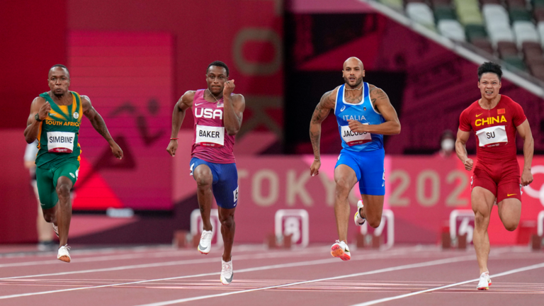 Baker running at the 2020 Tokyo Olympics