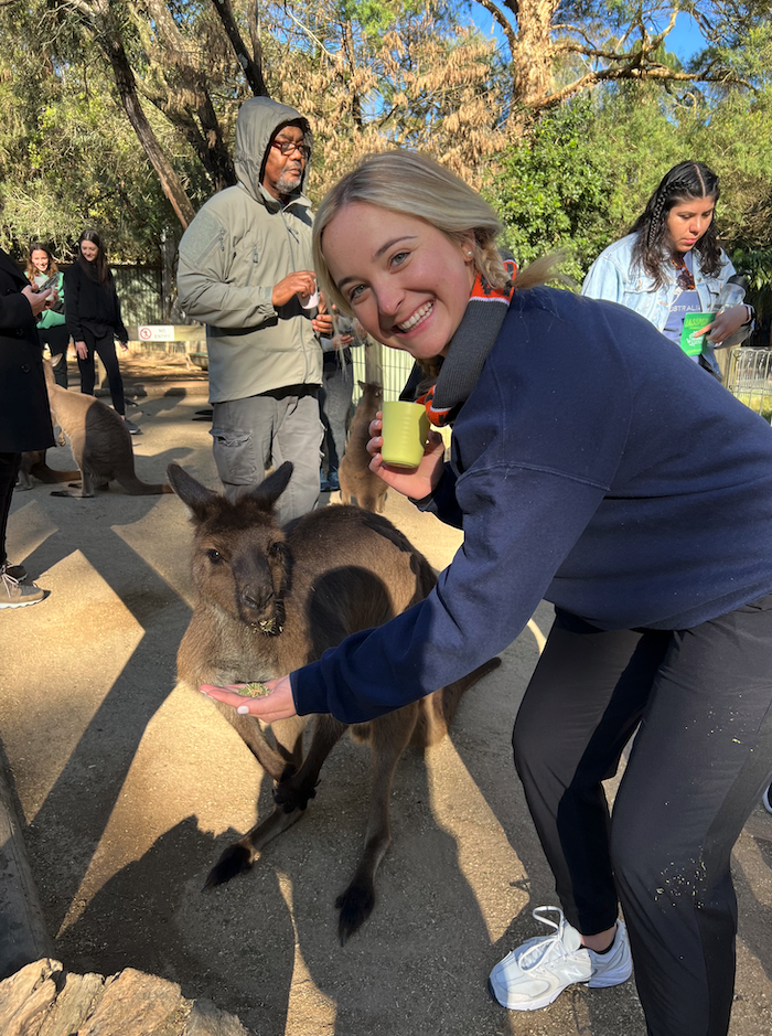 TCU Student with a kangaroo