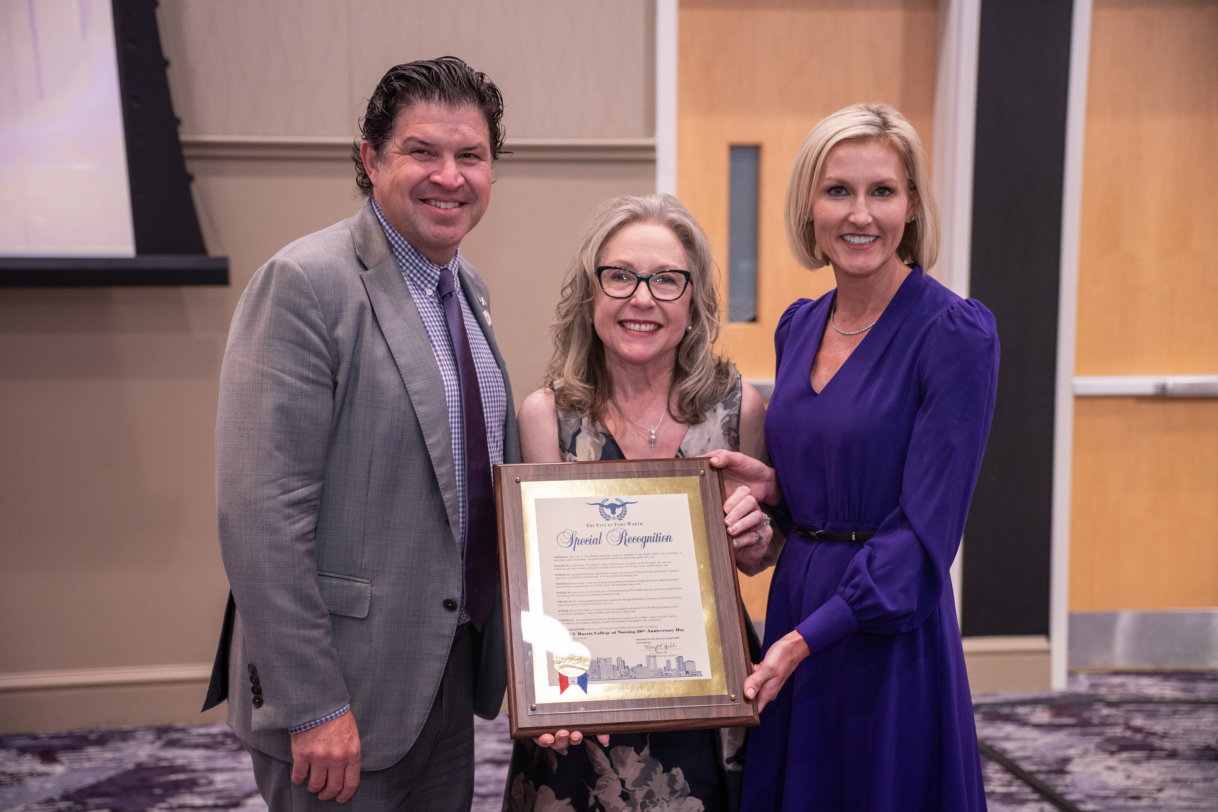 City of Fort Worth proclamation presented to TCU Nursing for 80th anniversary