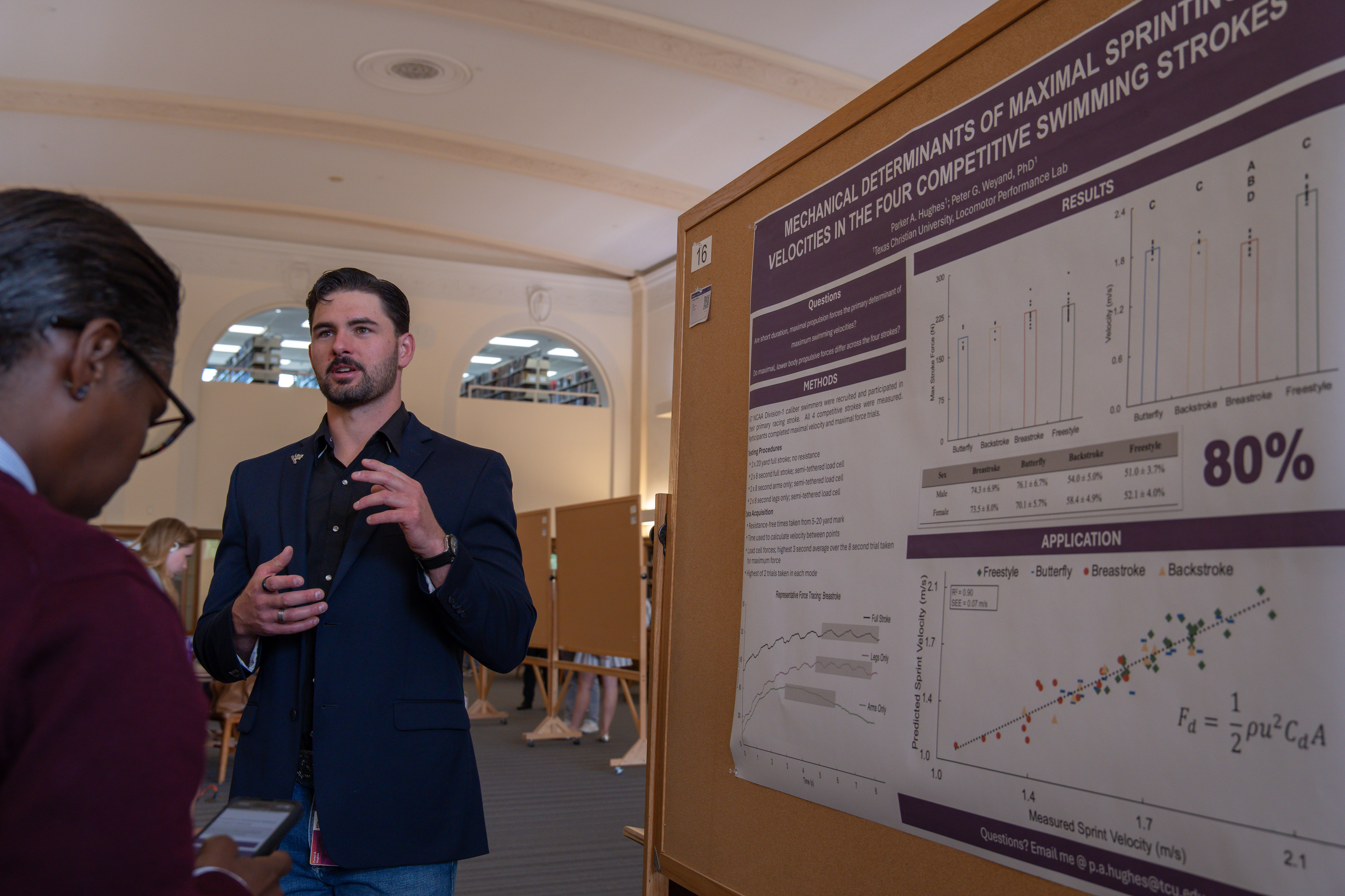 Parker Hughes, master student in Kinesiology with his first place research poster.